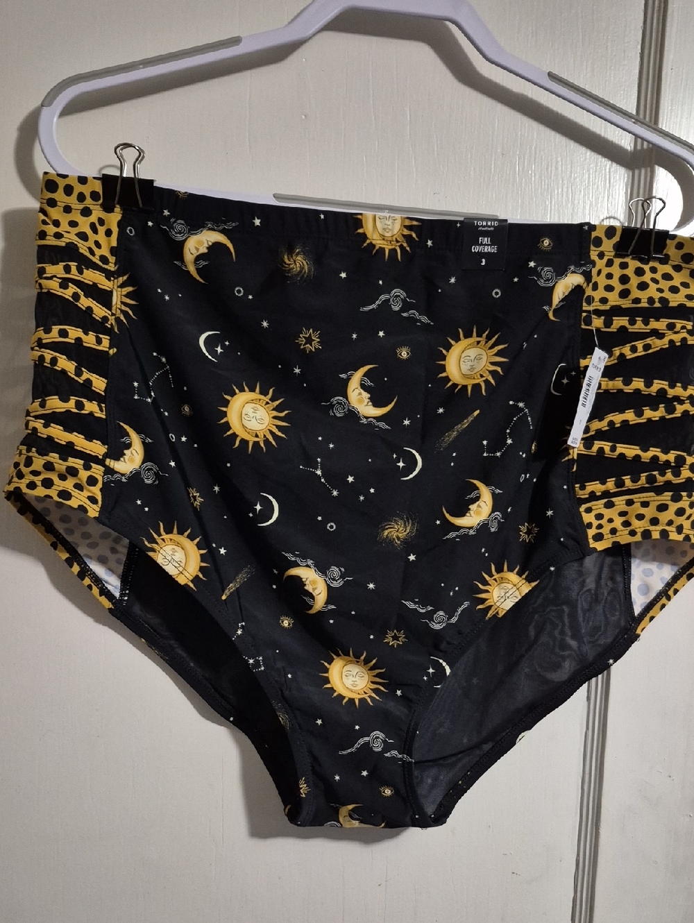 torrid Black & Yellow High-Waist Swim Shorts with Sun & Moon Print